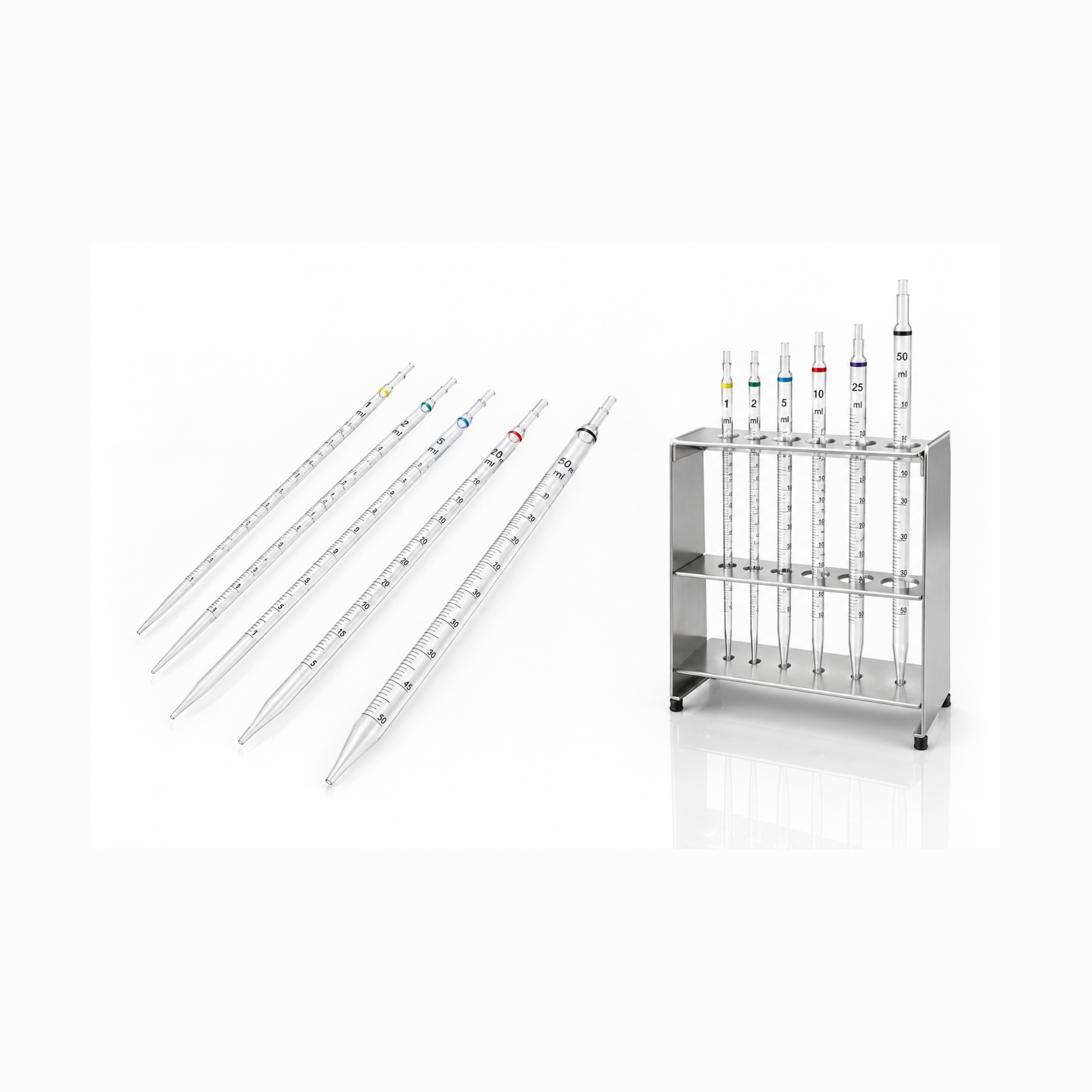 Serological Pipettes (Plastic and Glass) and Rack