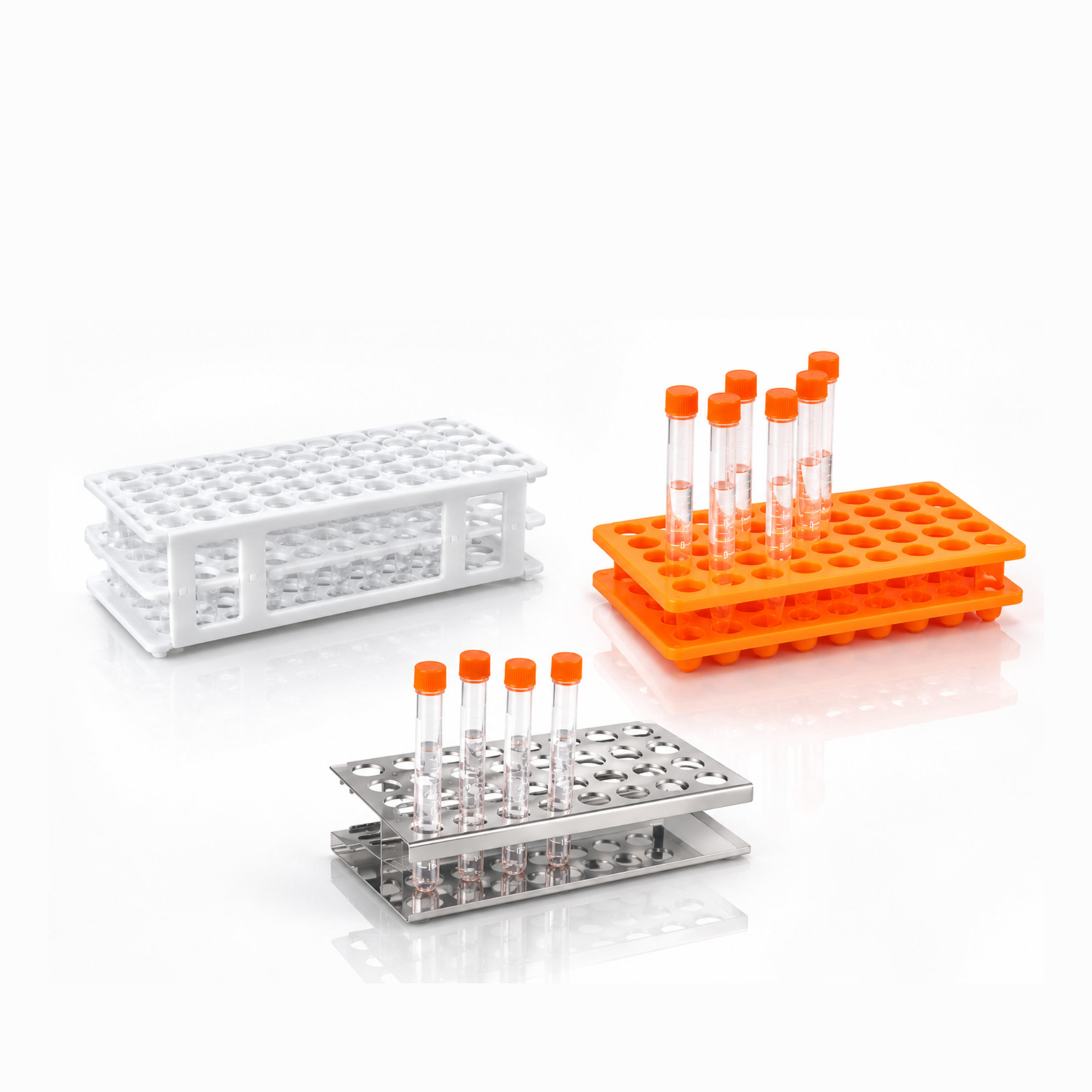 Laboratory Tube Racks (Plastic, Stainless Steel, Silicone)
